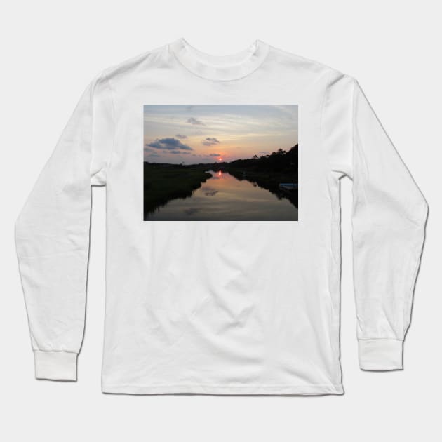 Sunset Over The Marsh Long Sleeve T-Shirt by Cynthia48